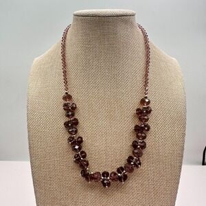 Vintage 30s Elegant Purple Statement Necklace Silver Tone Bead Accents Jewelry